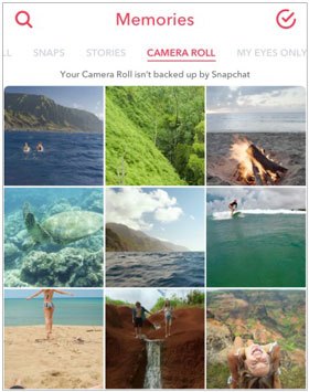 restore snapchat photos from memories on iphone