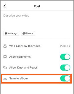 save tiktok videos to album