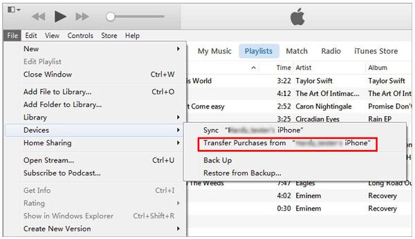 transfer purchases to itunes