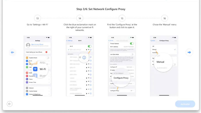 set network and configure proxy on iphone to unlock sim card