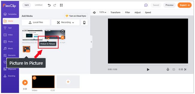 flexclip pip video editing tool