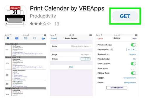 print calendar by vreapps