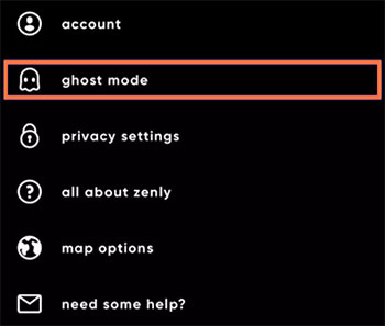 choose zenly ghost mode