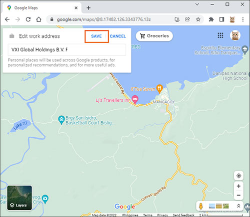 change work location on google maps