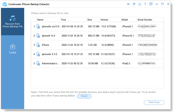 scan itunes backup files via coolmuster iphone backup extractor before you restore contacts from itunes