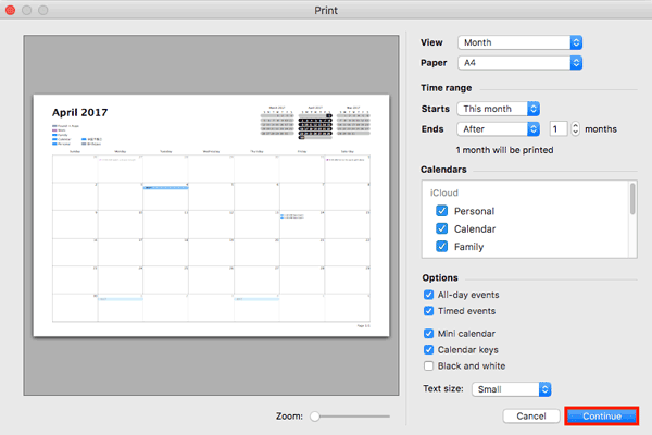 print calendar from ipad on mac