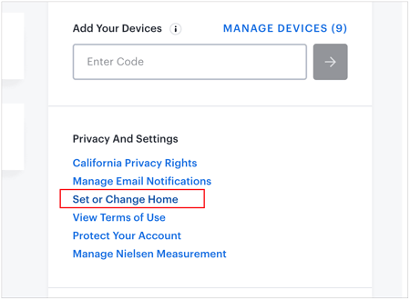 manually change the home location on hulu