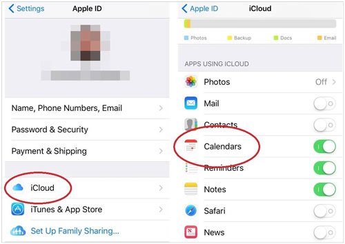 sync ipad calendar to icloud