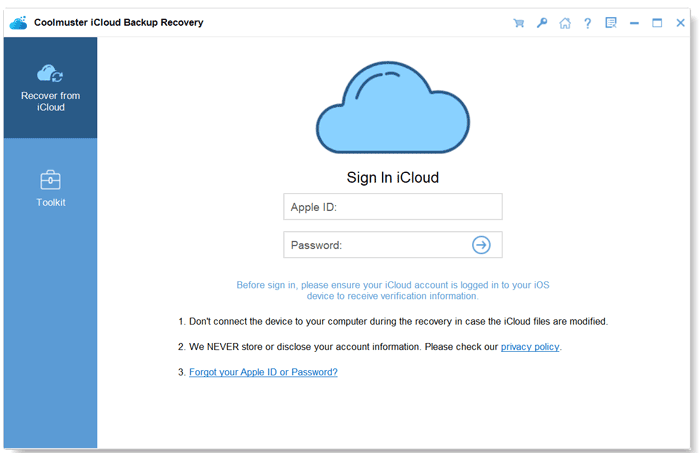 sign in with your icloud account