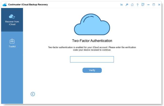 enter the two factor verification code to log in to icloud