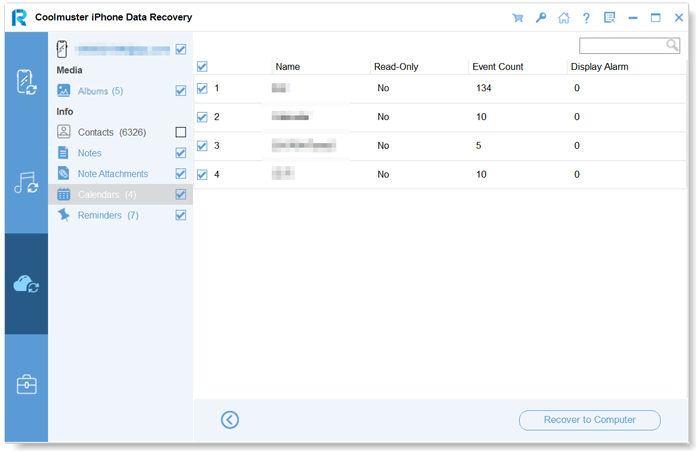 restore backup calendars from icloud account