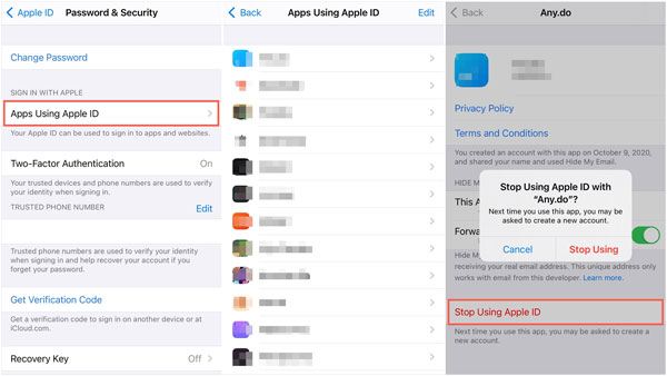 当您无法登录您的 Apple 帐户时，停止使用您的 Apple ID 的应用程序