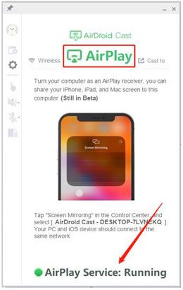 use airdroid cast to airplay on widnows 10 pc