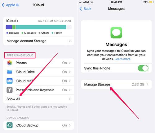 delete messages from icloud but not iphone