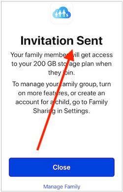 heck the setup process on icloud family sharing storage