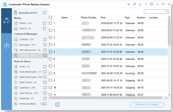 extract call logs from itunes backup