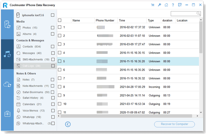 how to look at call history on iphone via iphone data recovery