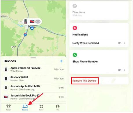 disable find my iphone remotely on another device