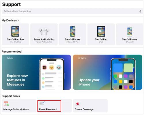 recover apple icloud password using apple support app on another ios device
