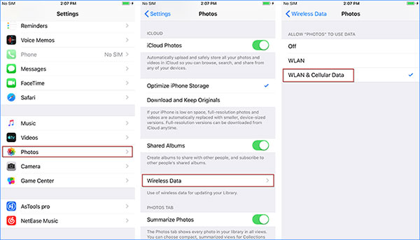 check the internet connection to fix photos not syncing from icloud