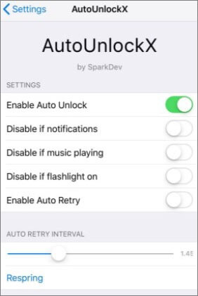 toggle on the enable the auto unlock