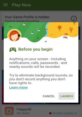 record your screen on android with google play games