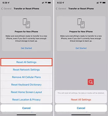 reset all settings on iphone