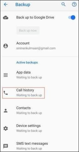 restore call history from google drive