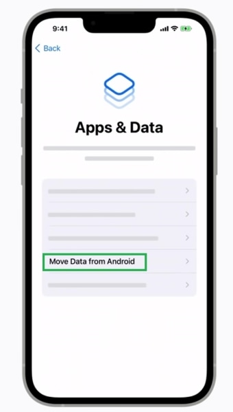 tap move data from android