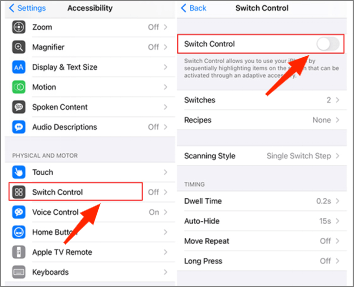 hit the accessibility button and toggle on the switch control feature