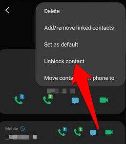 unblock contacts on android