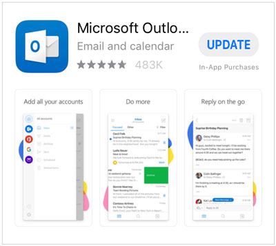 update outlook app if it cannot sync contacts with iphone