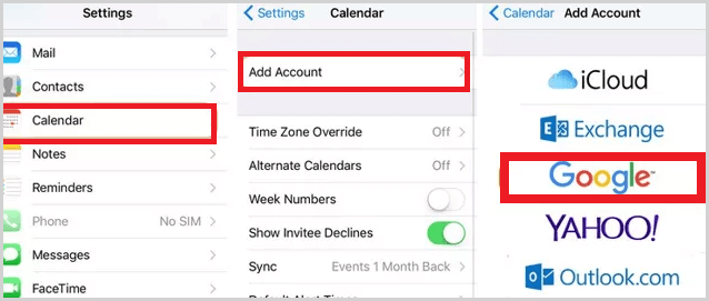 add google account to sync the calendar