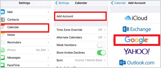 add google account in iphone settings