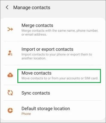 android move contacts