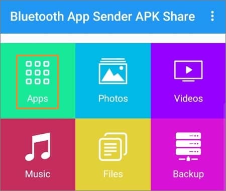 head to the apps section of app sender apk share