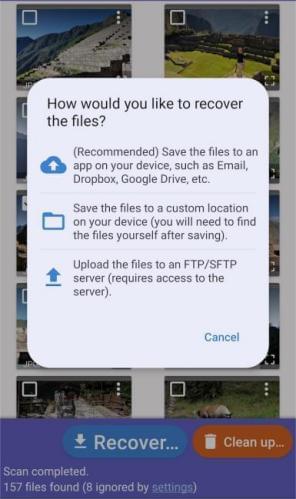 choose a destination folder to save the recovered photos
