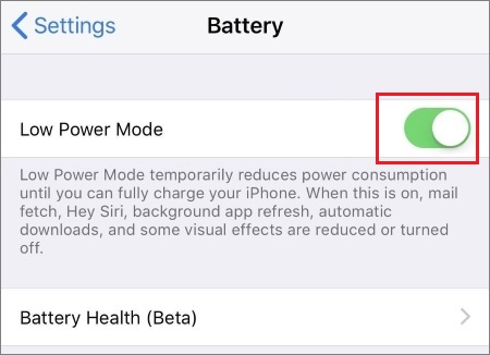 turn off low power mode to fix iphone shared album not working