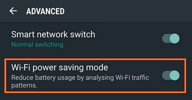 disable wi-fi power saving mode