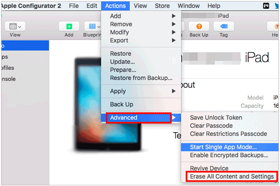 turn off device supervision on ipad using configurator 2 on mac