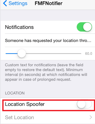 turn on the location spoofer