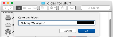 find specified messages folder in finder