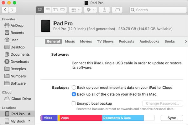 see the files of ipad in finder