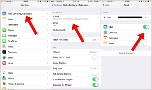 transfer contacts from old iphone to new iphone with gmail