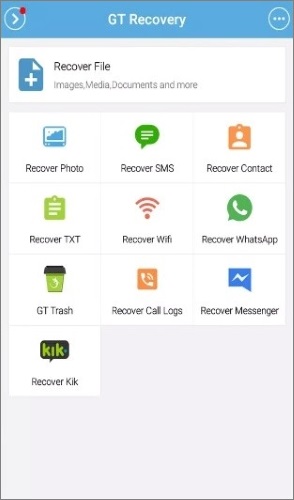 gt recovery user interface