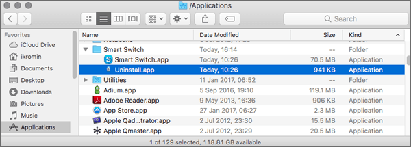 how to uninstall samsung smart switch on mac
