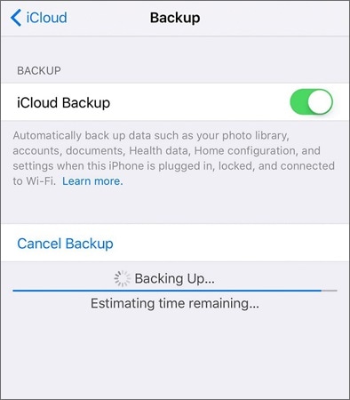 процесс резервного копирования icloud