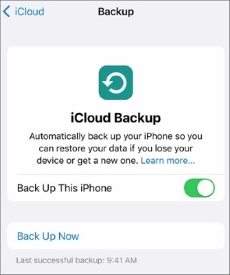 manually back up data to icloud