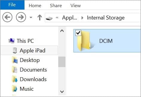 ipad dcim folder in windows file explorer
