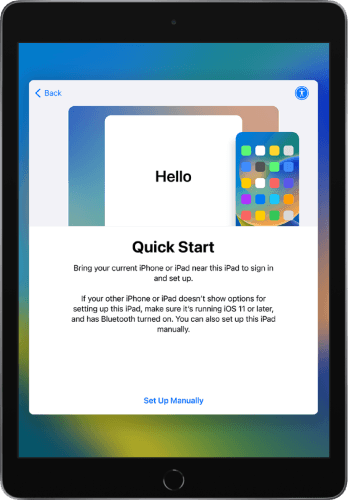 ipad quick start feature